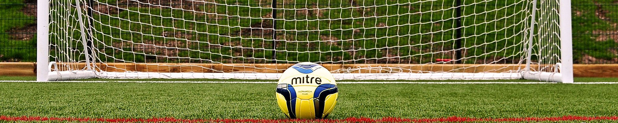 Football in front of goal on 5, 6 & 7-A-Side pitch in Blackpool